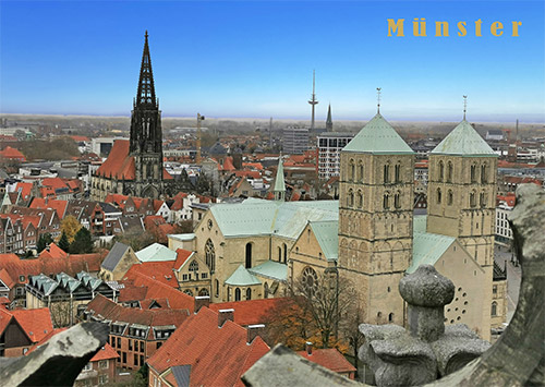 Ansichtskarte Panorama Münster Luftaufnahme Grußkarte Dom