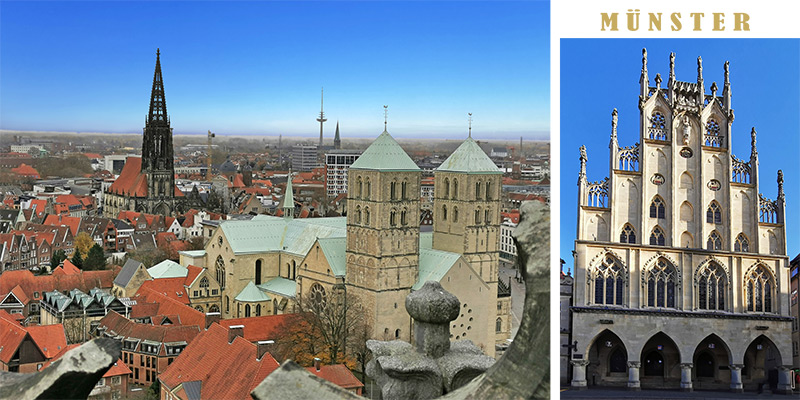 Postkarte Münster quer Panorama Dom