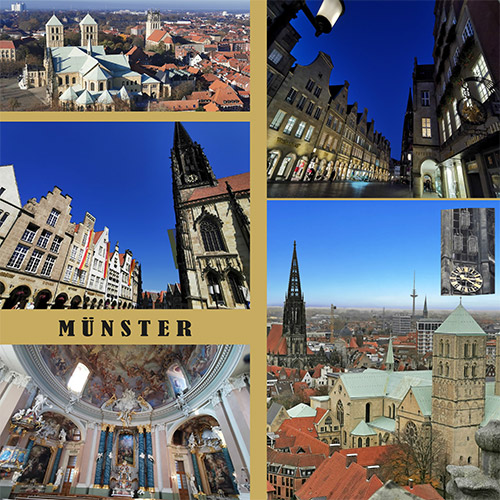 Postkarte Münster Lambertikirche Grußkarte Prinzipalmarkt Dom Clemenskirche