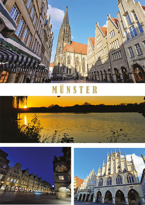 Postkarte hochkant Münster Rathaus Westfälischer Frieden